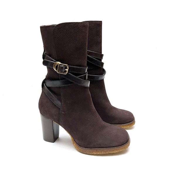 Triomphe high boots  leather buckles Ginggerbread Brown